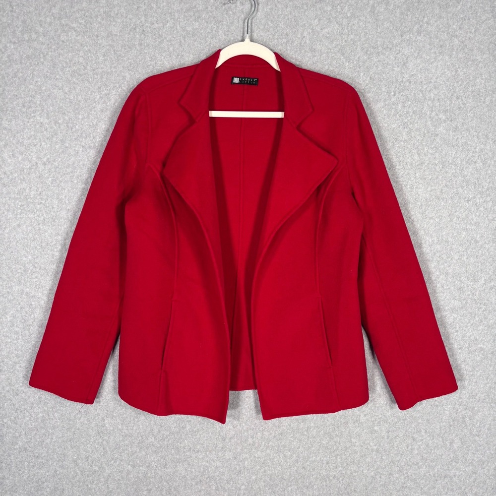 Carole Little Wool Blazer Cardigan Jacket Small Felted Boiled Pockets Artsy